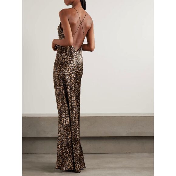 NILI LOTAN Ira leopard-print silk-charmeuse gown Size XS $1190 - Picture 2 of 12